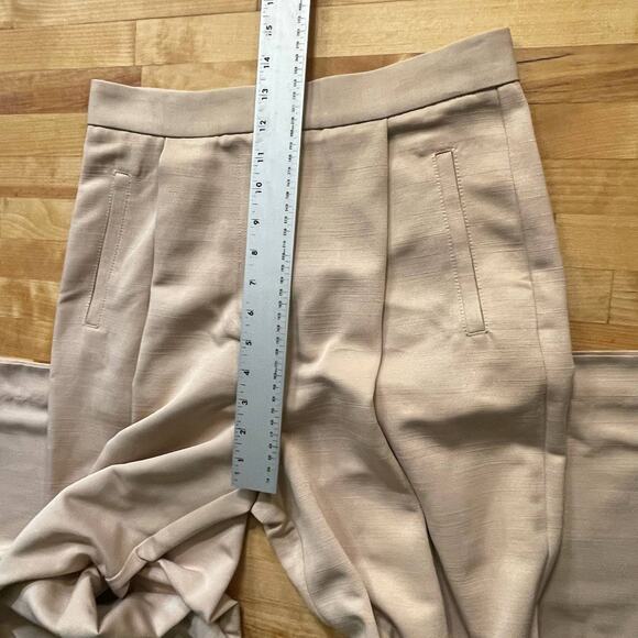 Happy X Nature‎ Pants Wide Leg Beige Textured Trousers Sz 4 Pleated High Waisted - Picture 4 of 9